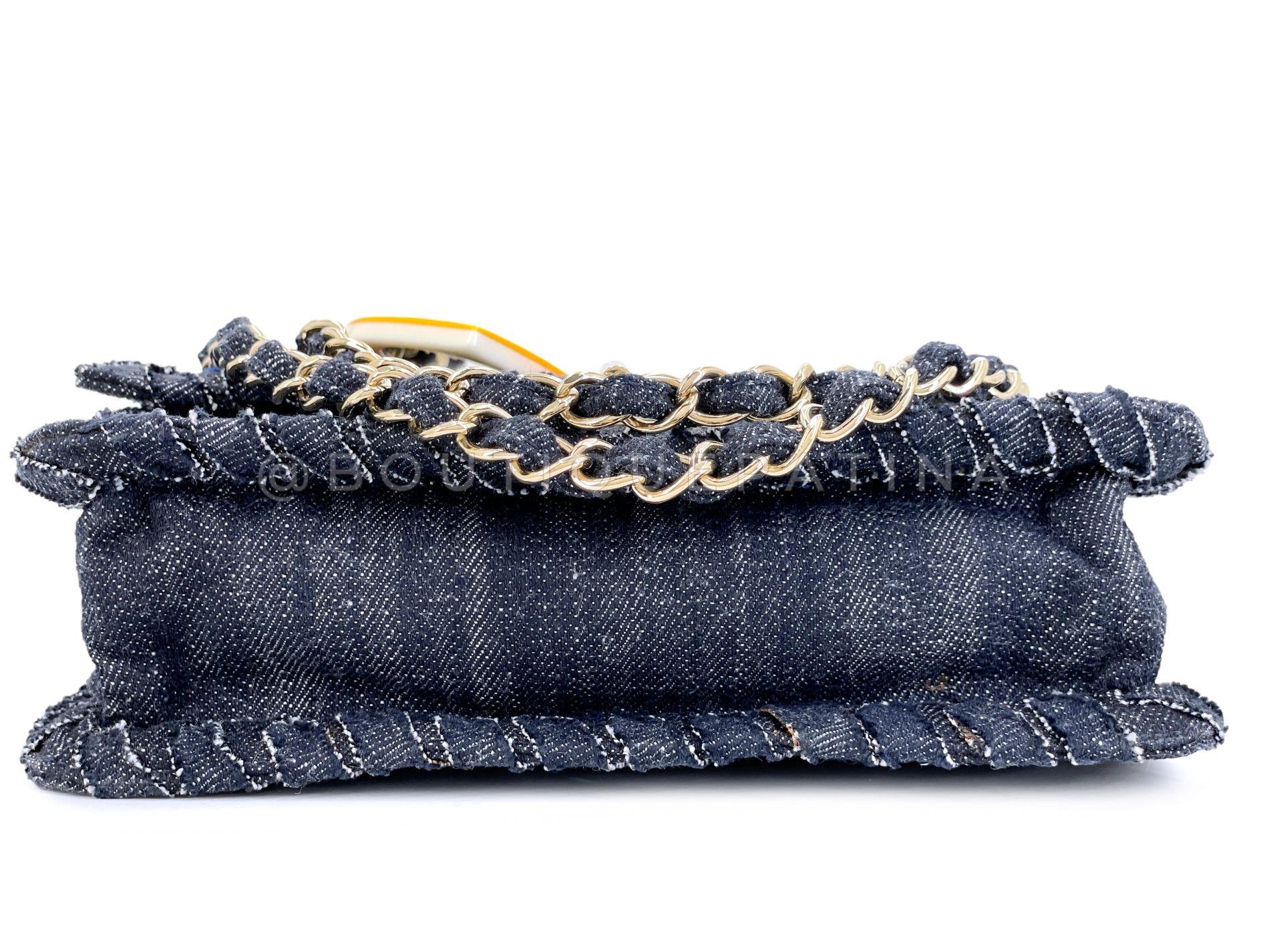Chanel Vintage Vuelo Nocturno Denim Reedición Avión Arco Iris Bolso Solapa 24k 68379 1