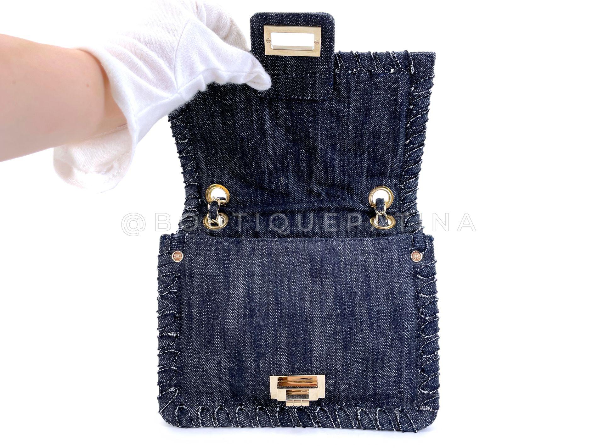 Chanel Vintage Vuelo Nocturno Denim Reedición Avión Arco Iris Bolso Solapa 24k 68379 4
