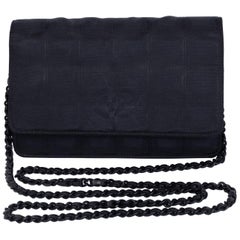 Chanel Vintage Nylon So Black Sport Wallet on Chain bag RARE Monogram 