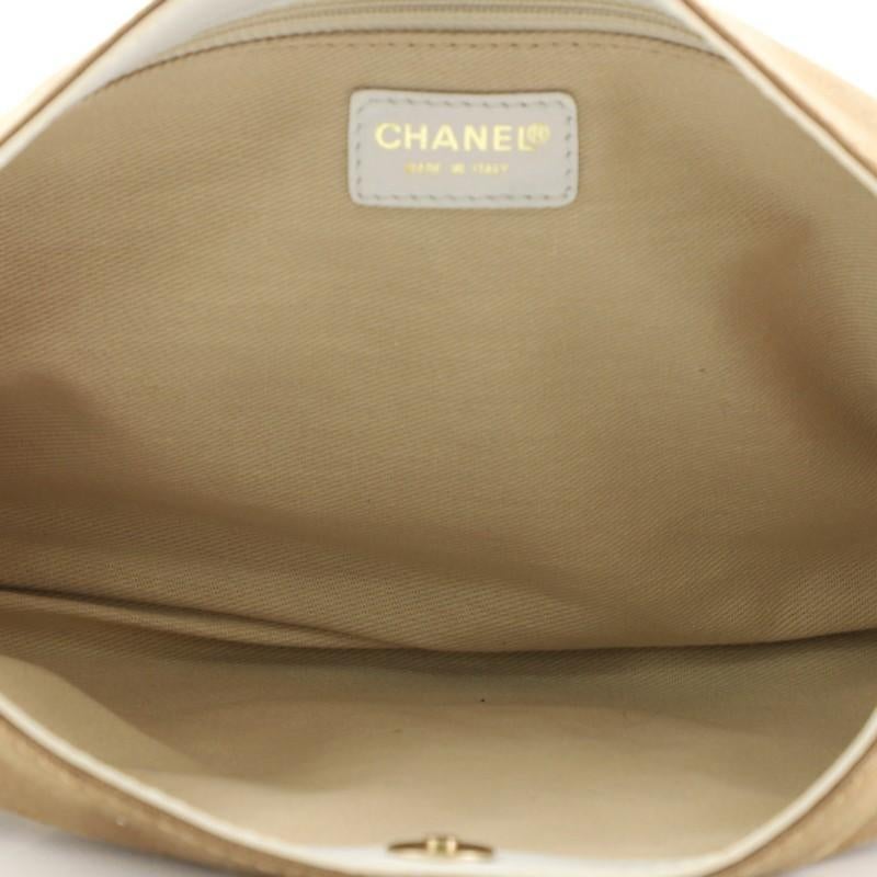 Brown Chanel Vintage Olsen CC Chain Shoulder Bag Canvas and Leather Large