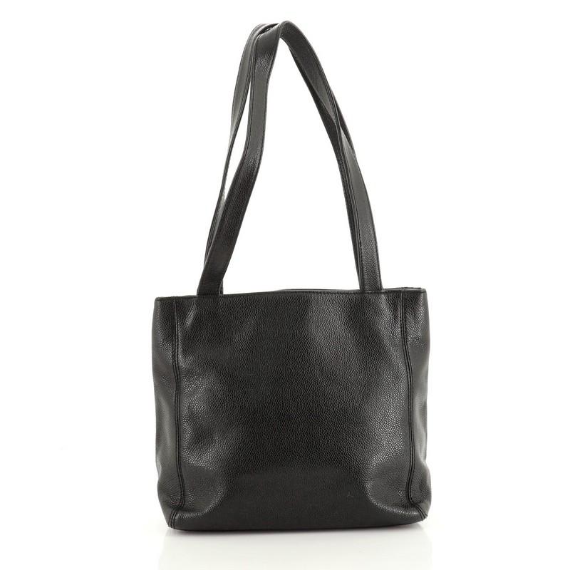 Chanel Vintage Open Tote Kaviar Klein (Schwarz)