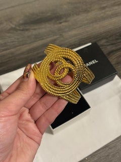 Chanel Vintage Openwork Gold CC Cuff Bracelet