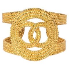 Chanel Antique Openwork Gold CC Cuff Bracelet