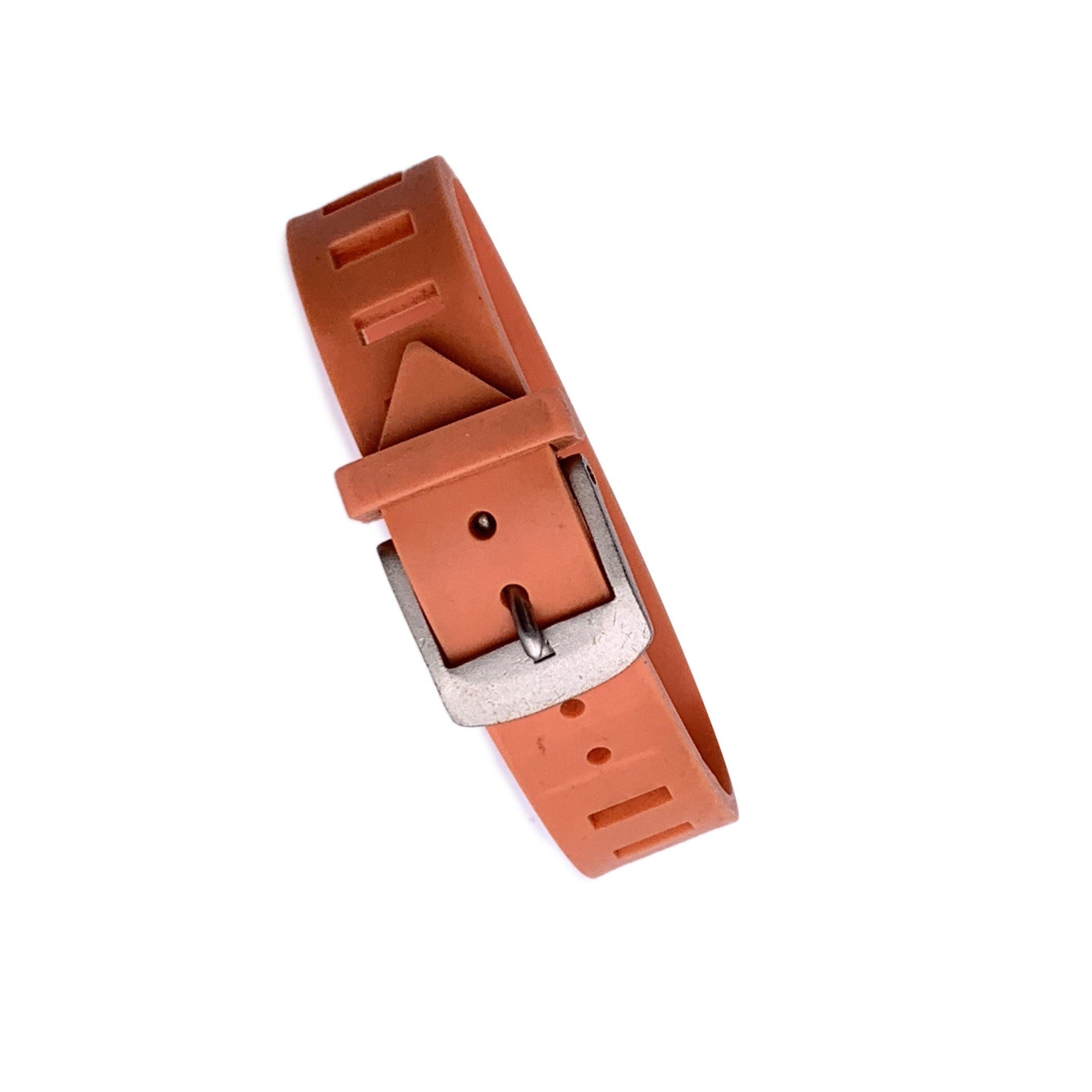 Women's Chanel Vintage Orange and Green Rubber Logo Belt Bracelet For Sale