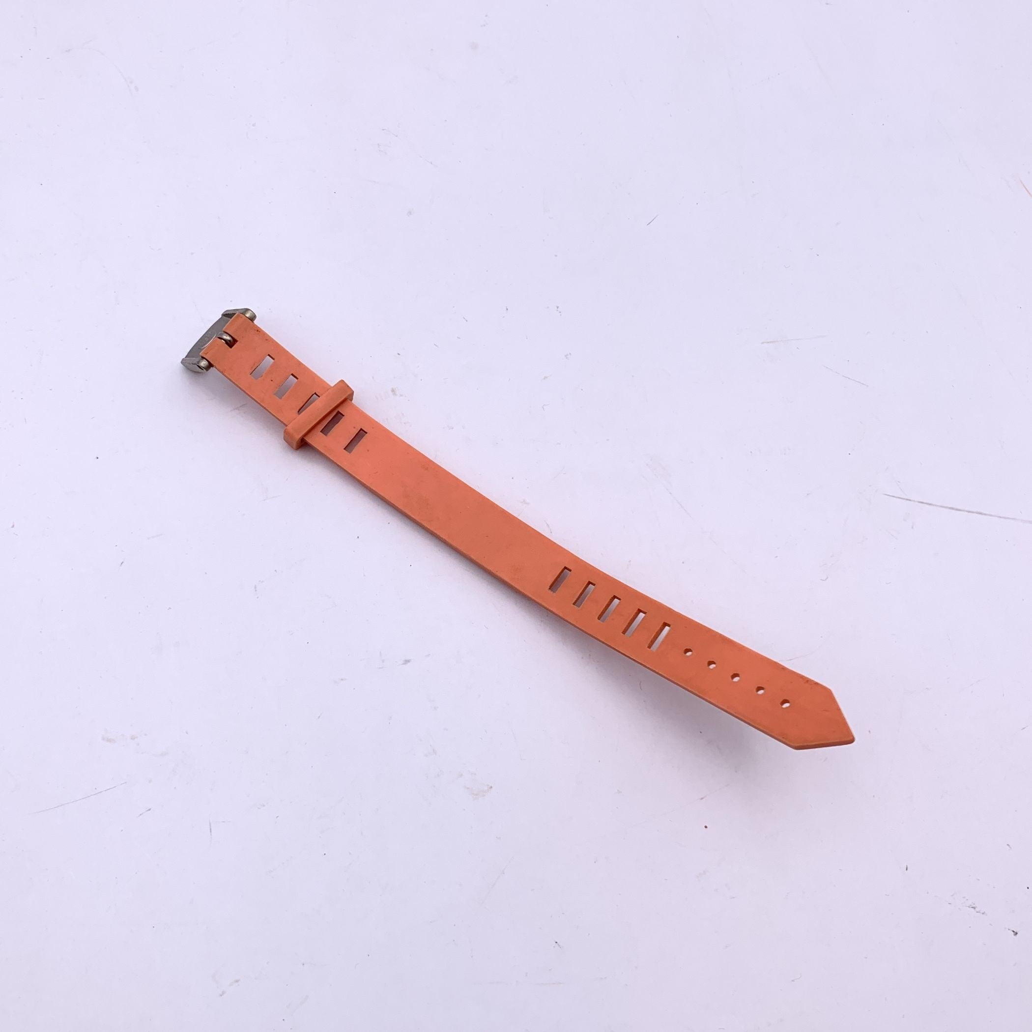 Chanel Vintage Orange and Green Rubber Logo Belt Bracelet For Sale 1
