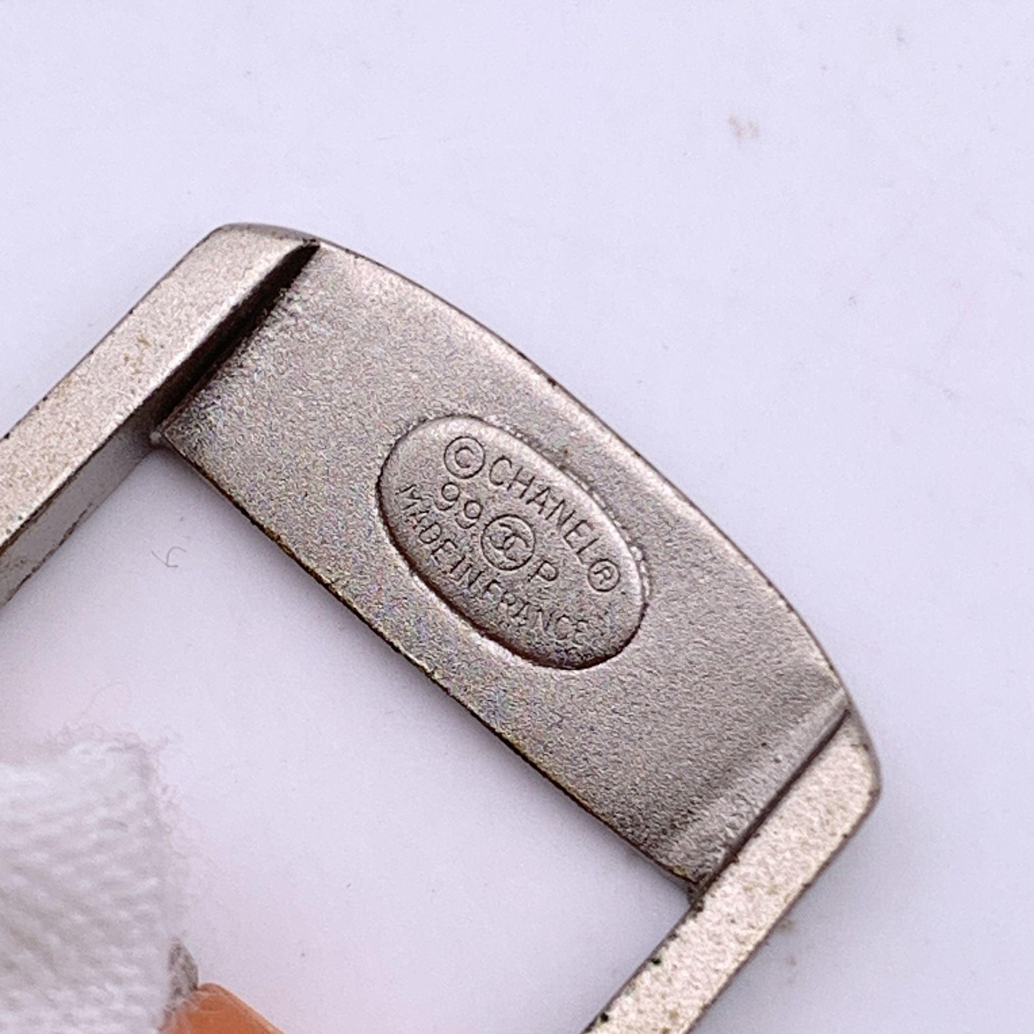 Chanel Vintage Orange and Green Rubber Logo Belt Bracelet For Sale 2
