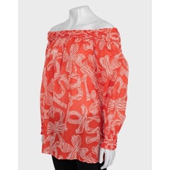 Chanel Vintage Orange Cotton Long Sleeve Blouse Sz.38/ M