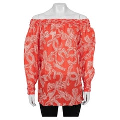 Chanel Vintage Orange Cotton Long Sleeve Blouse Sz.38/ M