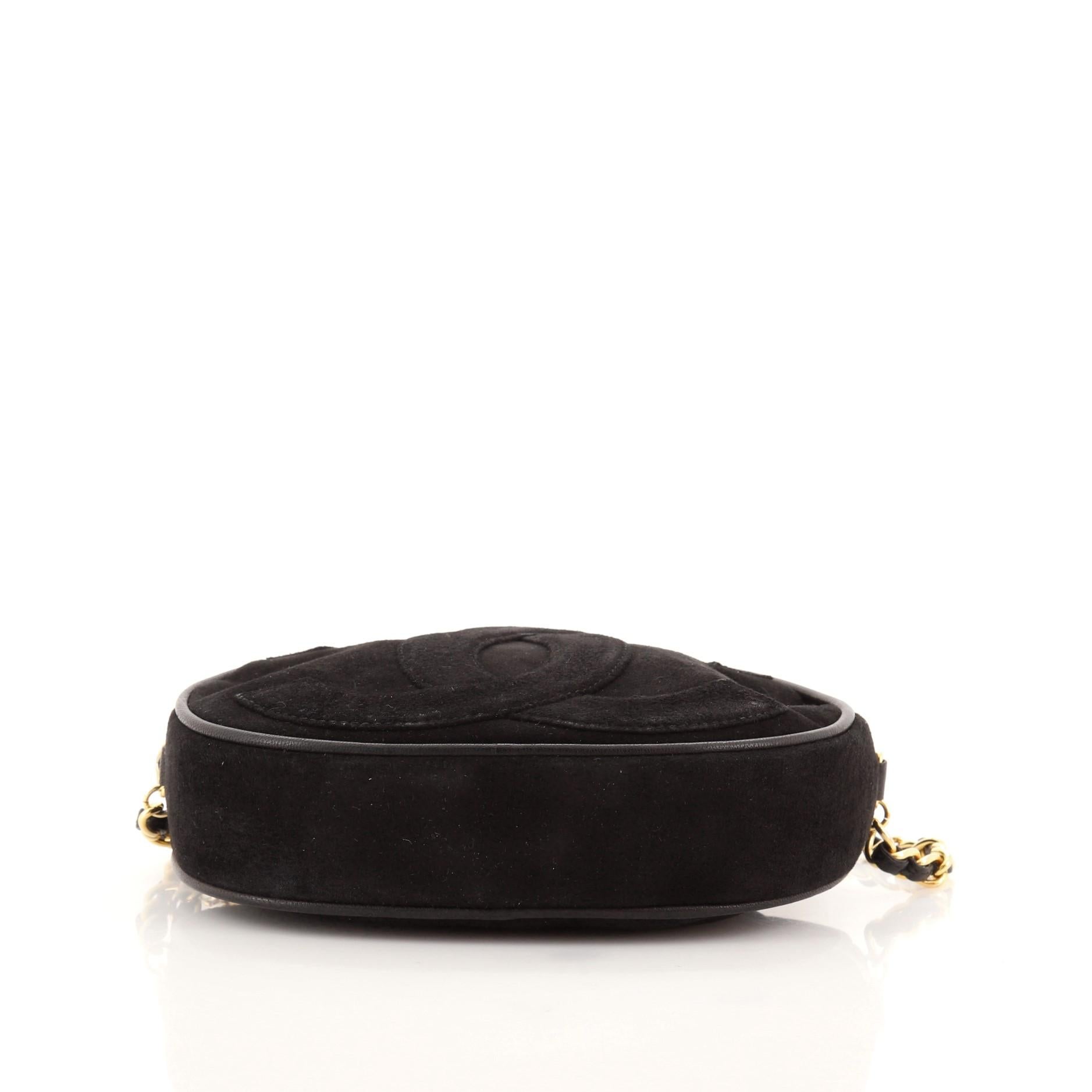 Black Chanel Vintage Oval CC Tassel Crossbody Bag Suede Mini
