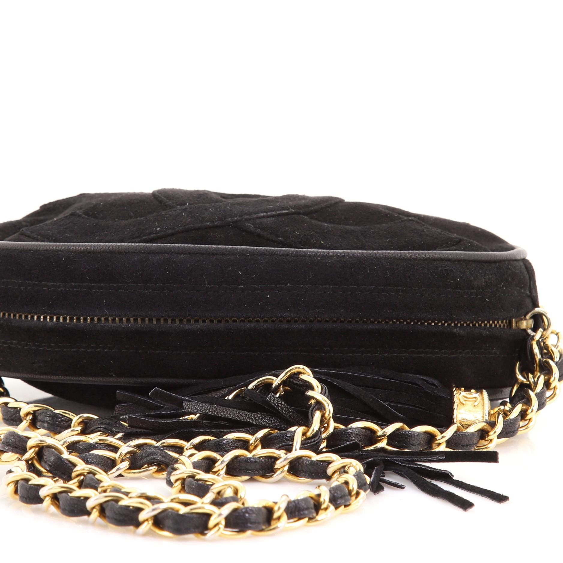 Women's or Men's Chanel Vintage Oval CC Tassel Crossbody Bag Suede Mini