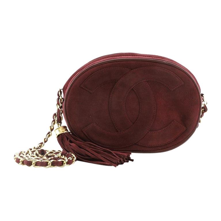 Chanel Vintage Oval CC Tassel Crossbody Bag Suede Mini at 1stDibs