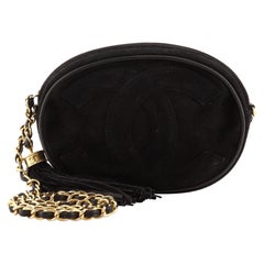 Chanel Vintage Oval CC Tassel Crossbody Bag Suede Mini