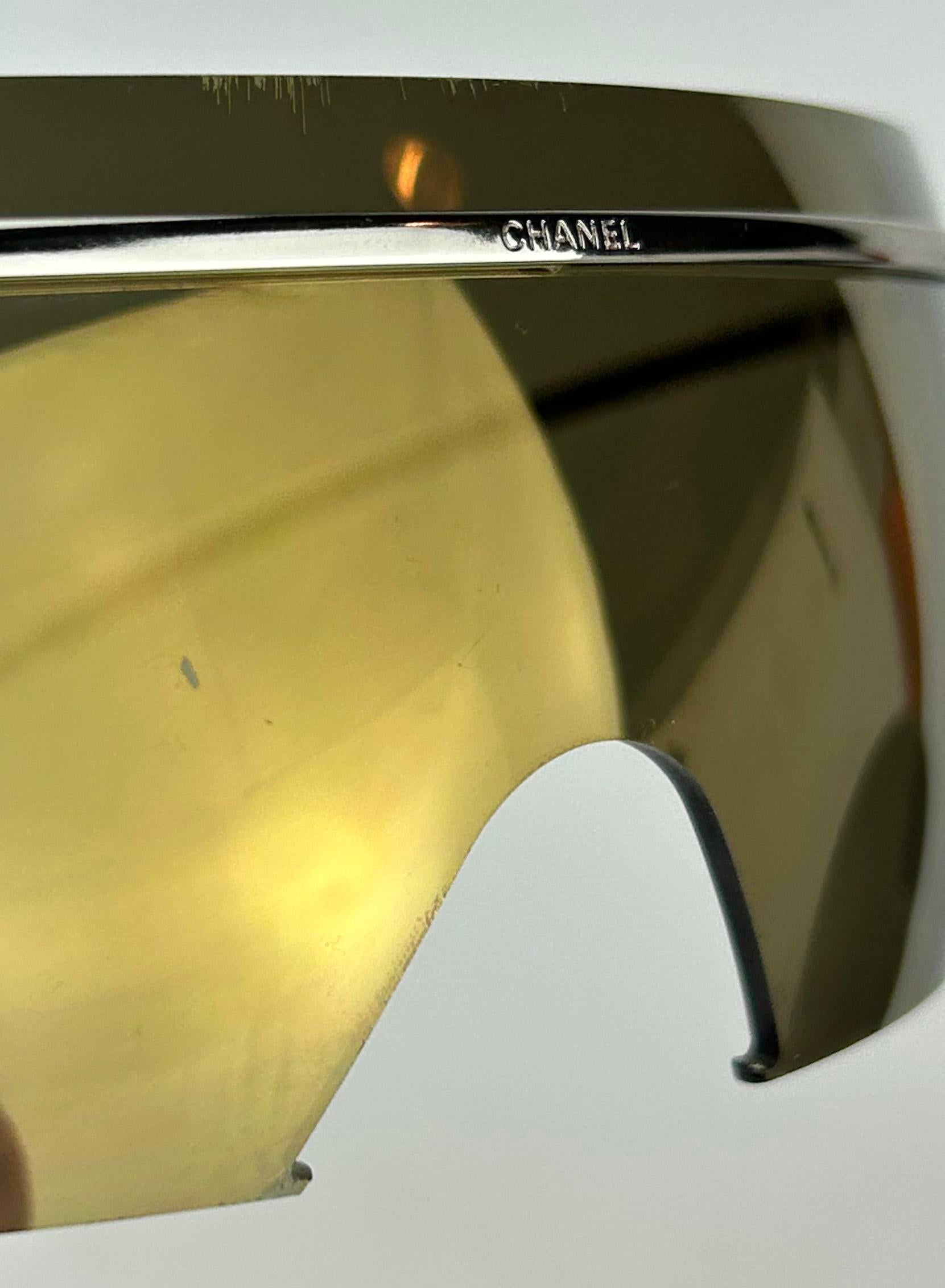 Chanel Vintage Oversize Gold Spiegel Ski Sonnenbrille c2000s im Angebot 7