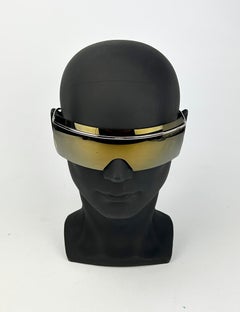 Chanel Vintage Oversize Gold Mirror Ski Sunglasses c2000s