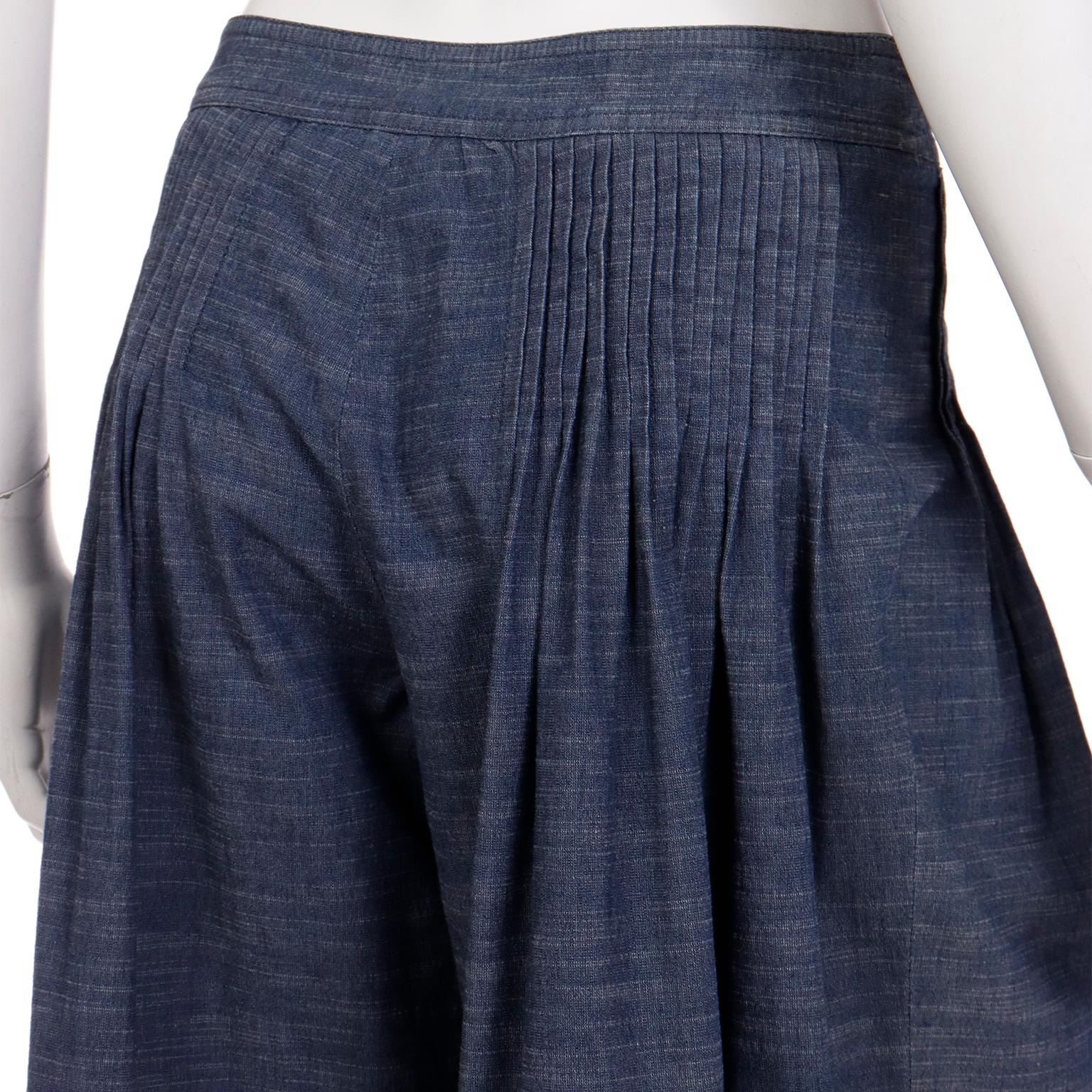Women's Chanel Vintage Pants 2003 Low Waist Spring Runway Pleated Denim Jean Trousers