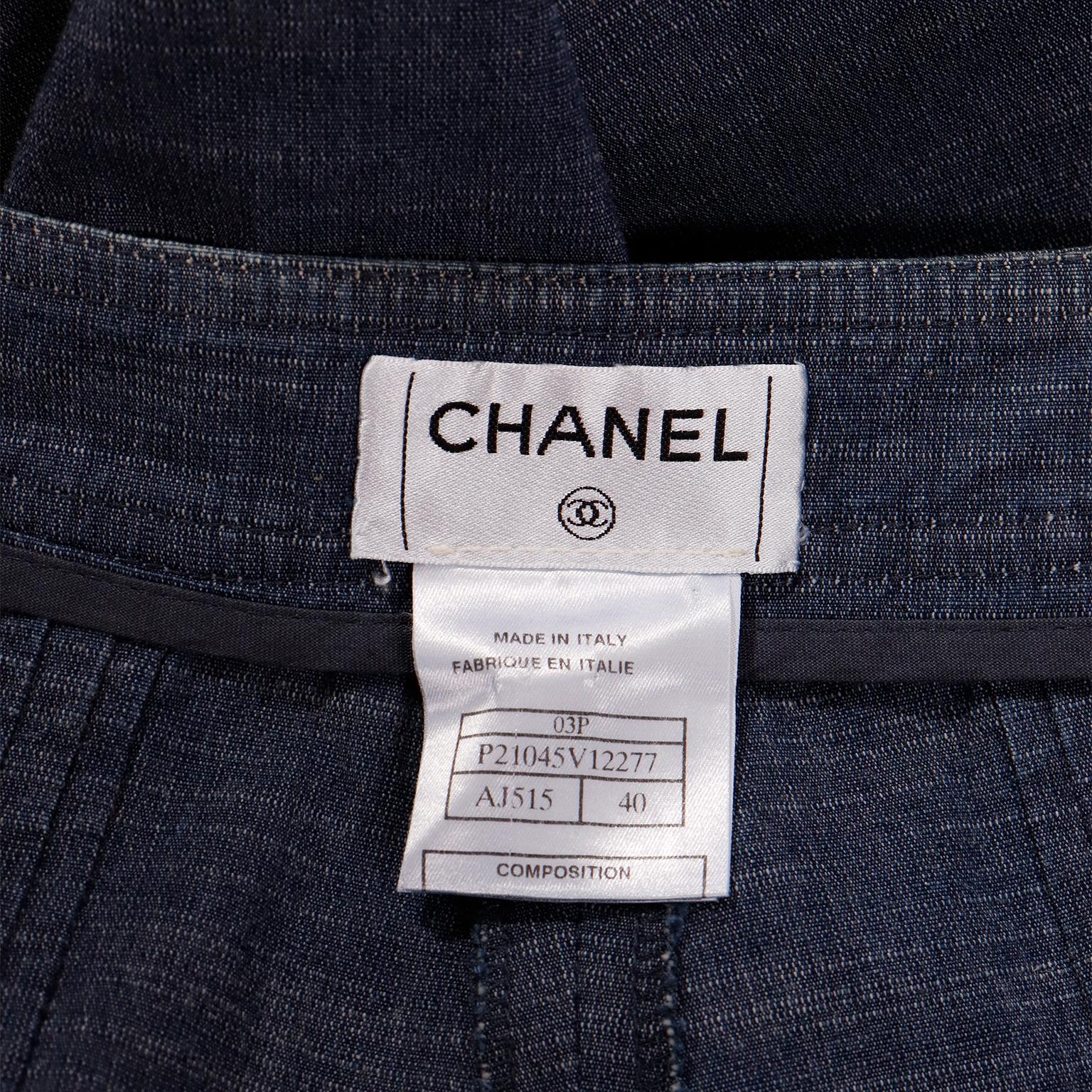 Chanel Vintage Pants 2003 Low Waist Spring Runway Pleated Denim Jean Trousers 1