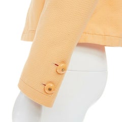 CHANEL Vintage pastel orange cotton collarless decorative button short jacket S