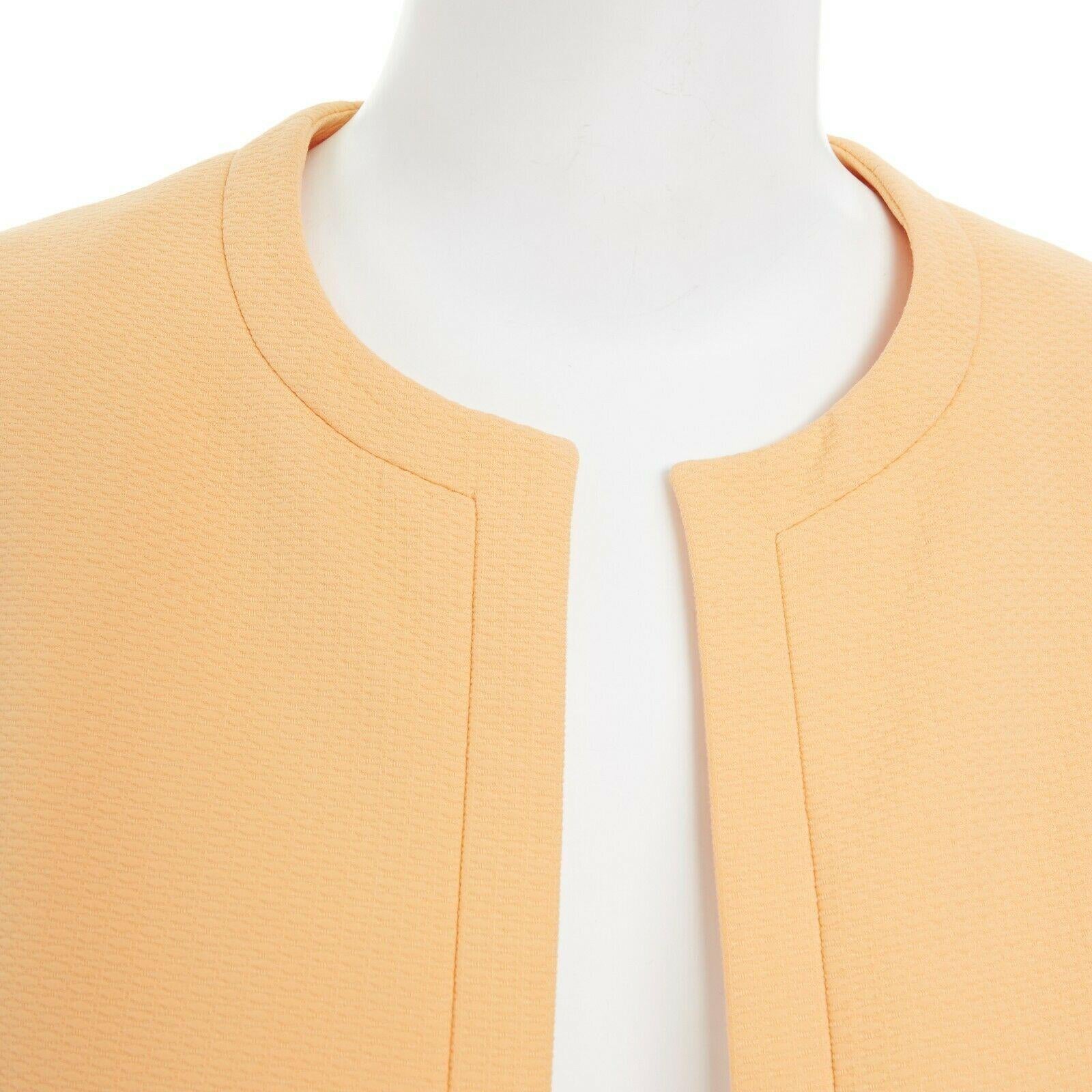 CHANEL Vintage pastel orange cotton collarless decorative button short jacket S 4