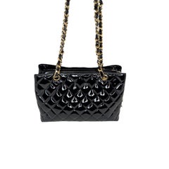 Chanel Vintage Patent Quilted CC Chain Tote