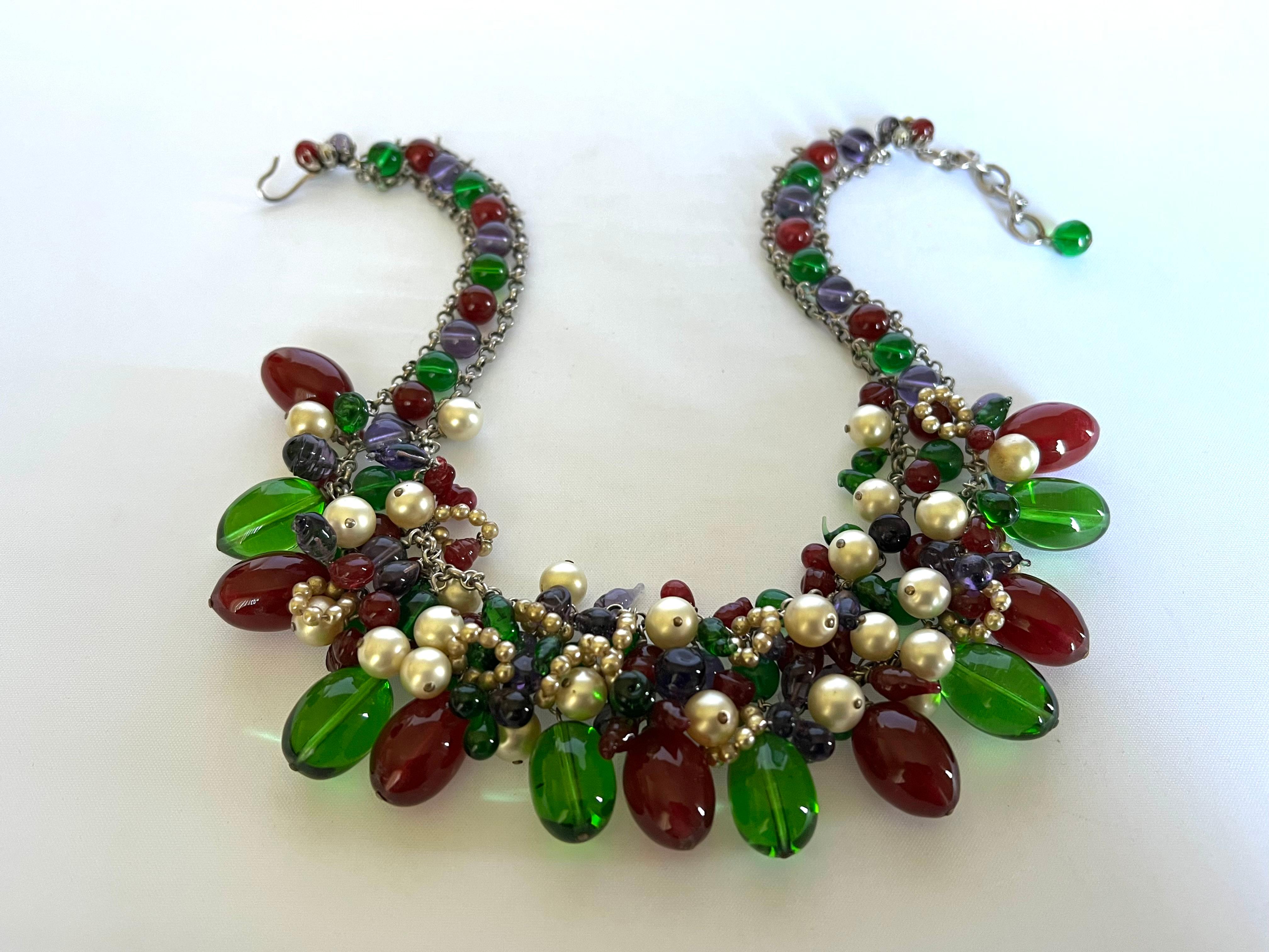 Chanel Vintage Pearl and Glass Runway Necklace  In Excellent Condition For Sale In Palm Springs, CA