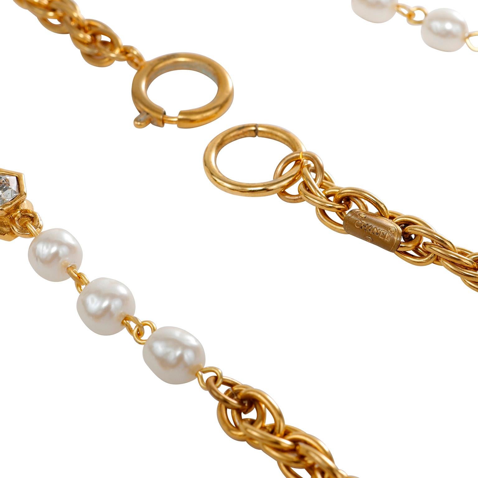 Chanel Vintage Perlen- und Strass-Halskette Damen im Angebot