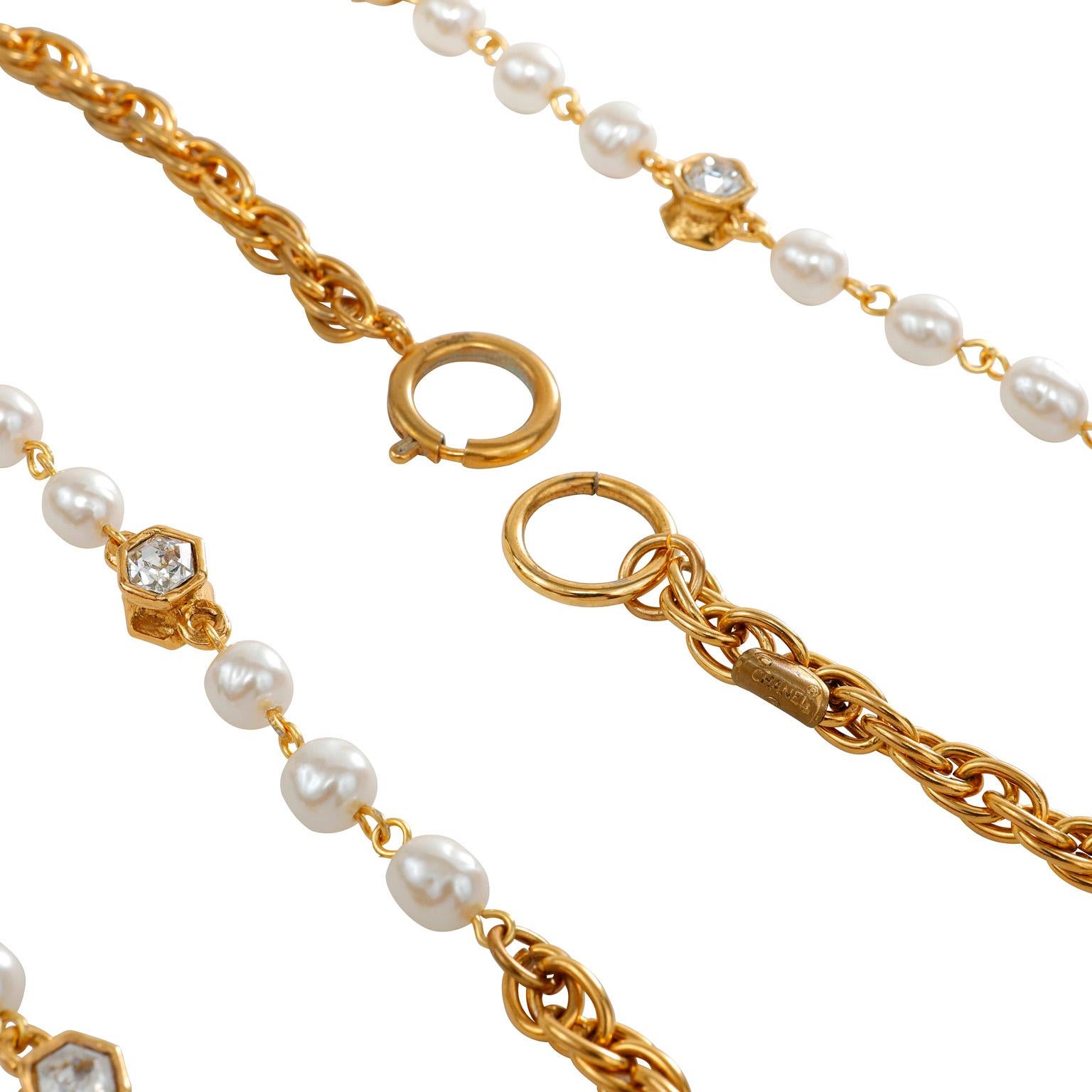 Chanel Vintage Perlen- und Strass-Halskette im Angebot 1