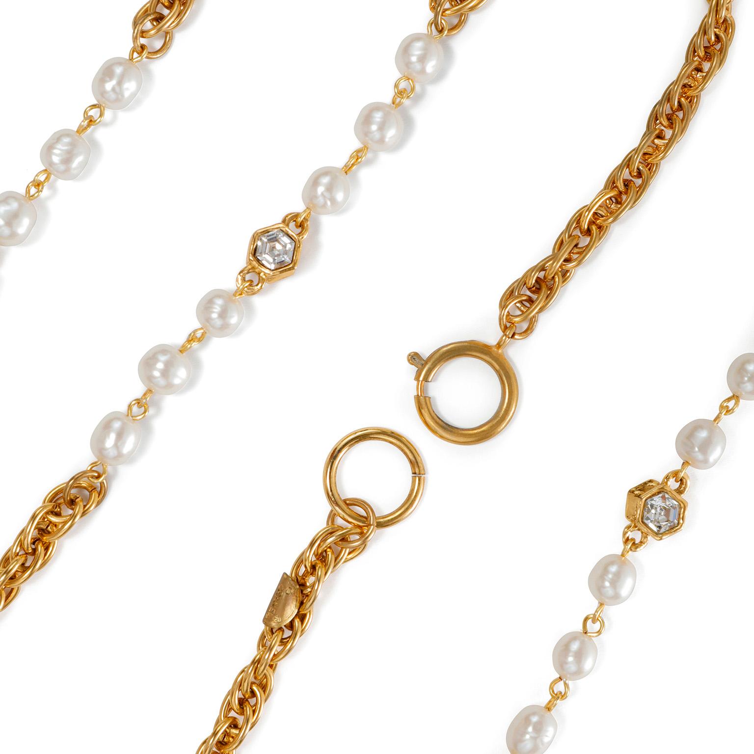 Chanel Vintage Perlen- und Strass-Halskette im Angebot 2