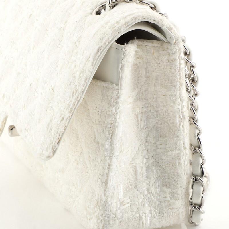 Chanel Vintage Pearl Chain Classic Double Flap Bag Quilted Tweed Medium 2
