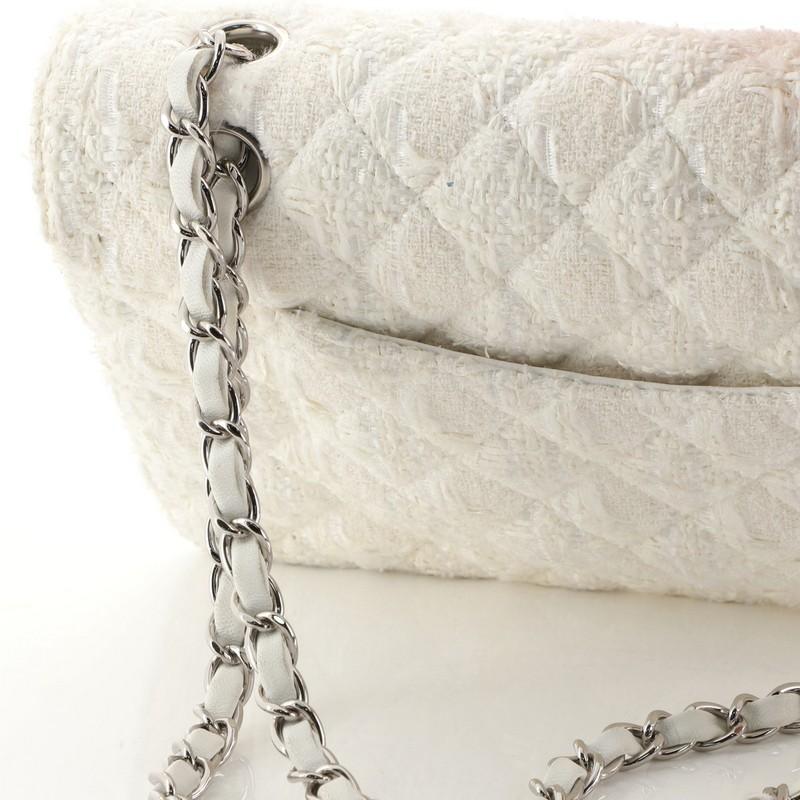 Chanel Vintage Pearl Chain Classic Double Flap Bag Quilted Tweed Medium 3