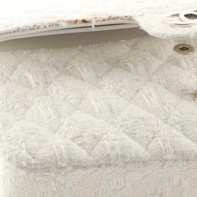 Chanel Vintage Pearl Chain Classic Double Flap Bag Quilted Tweed Medium In Good Condition In NY, NY