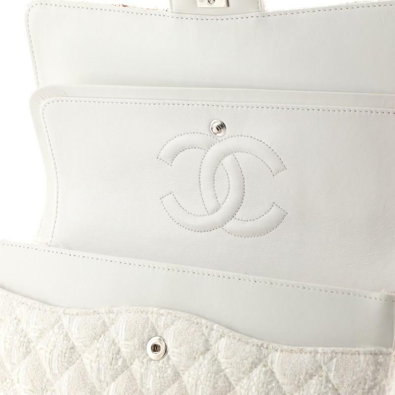 Chanel Vintage Pearl Chain Classic Double Flap Bag Quilted Tweed Medium 1