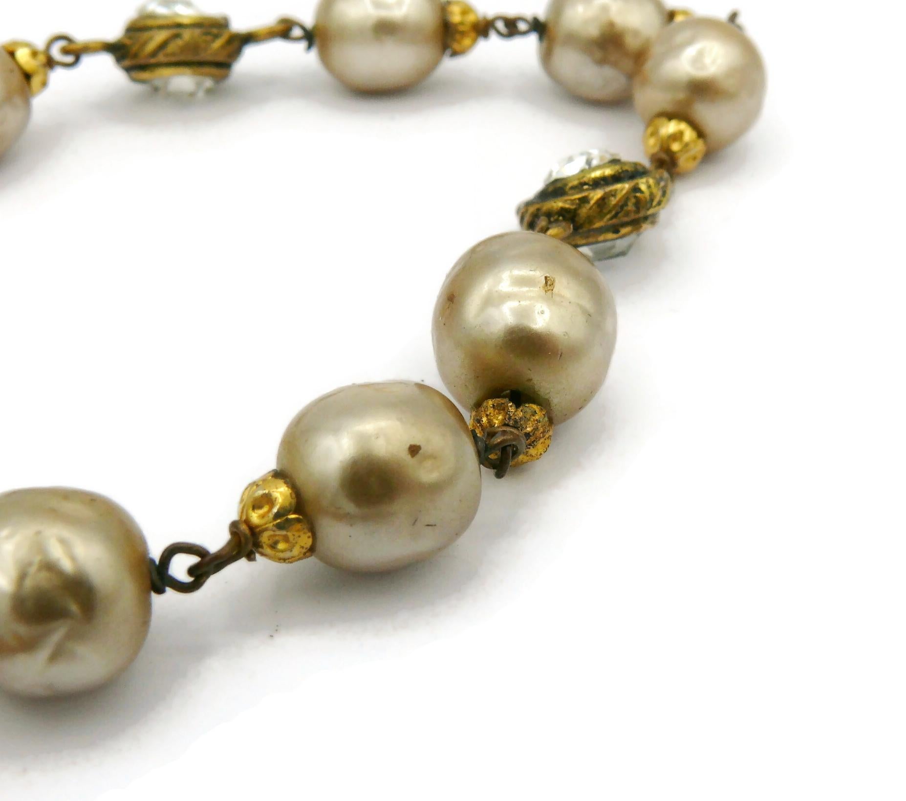 CHANEL Vintage Pearl & Crystal Sautoir Necklace, 1983 For Sale 12