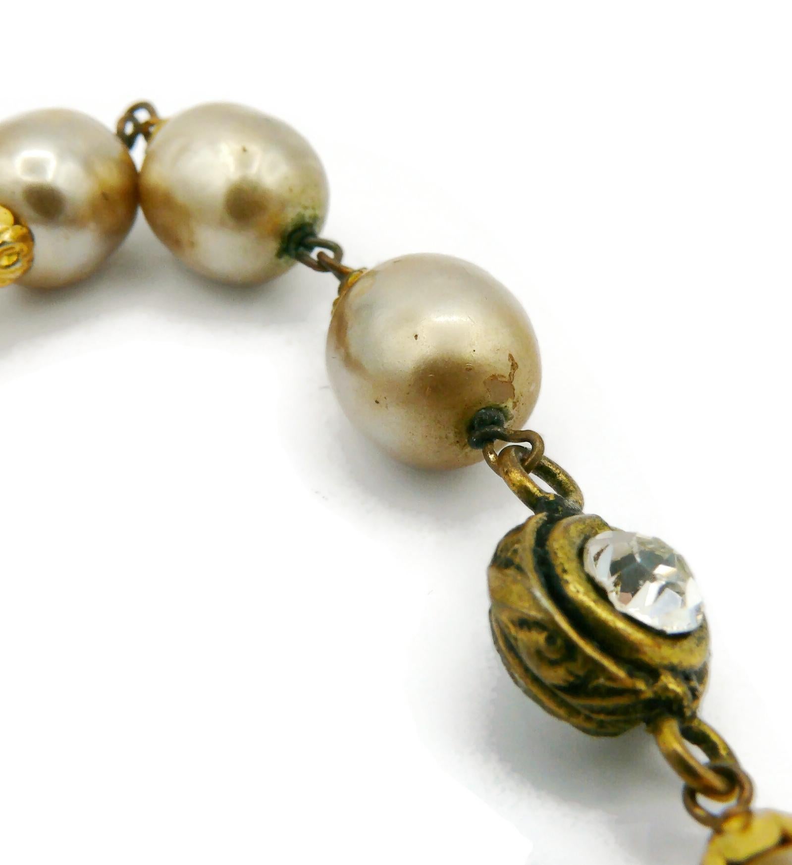 CHANEL Vintage Pearl & Crystal Sautoir Necklace, 1983 For Sale 13