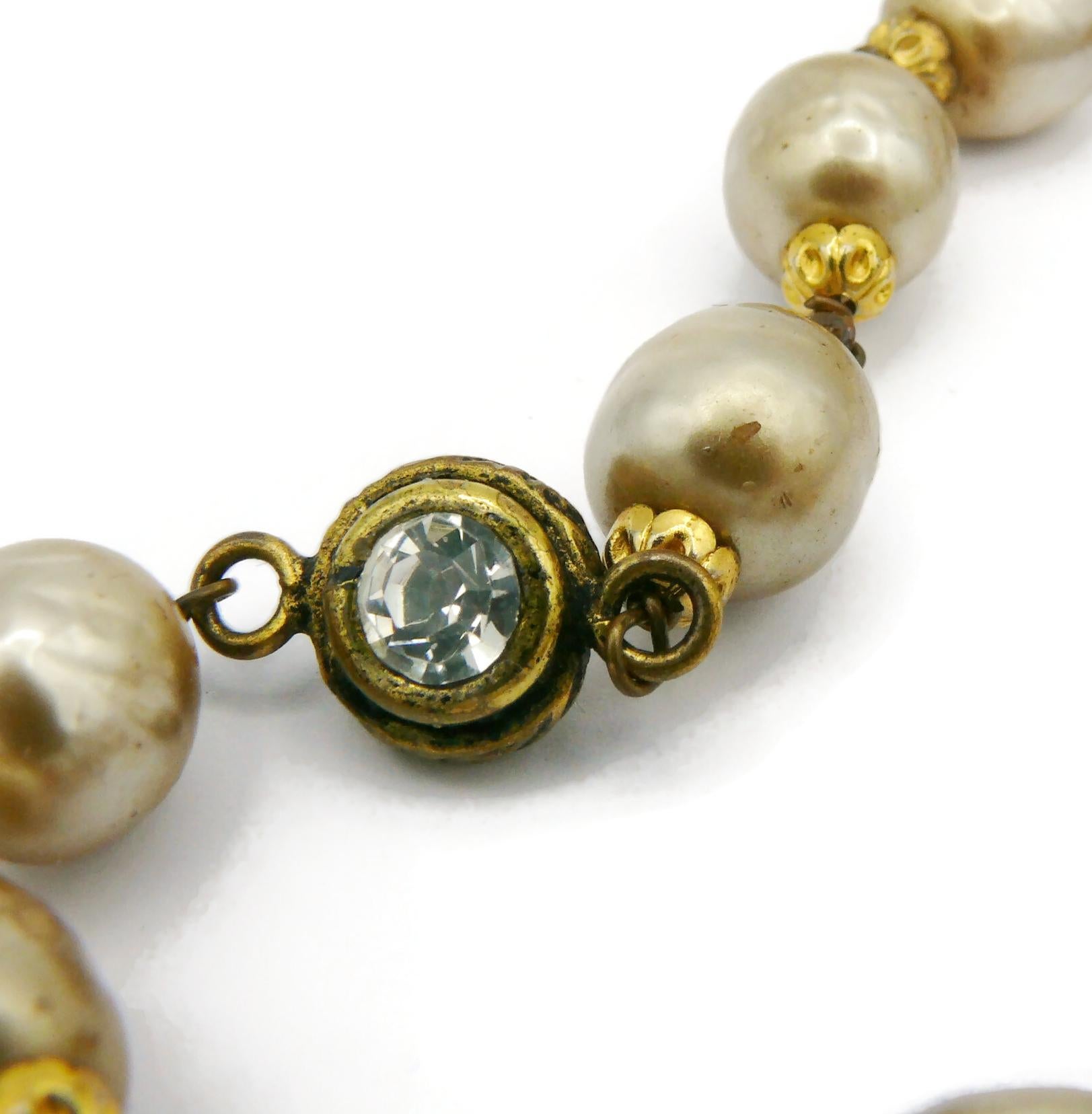 CHANEL Vintage Pearl & Crystal Sautoir Necklace, 1983 For Sale 14