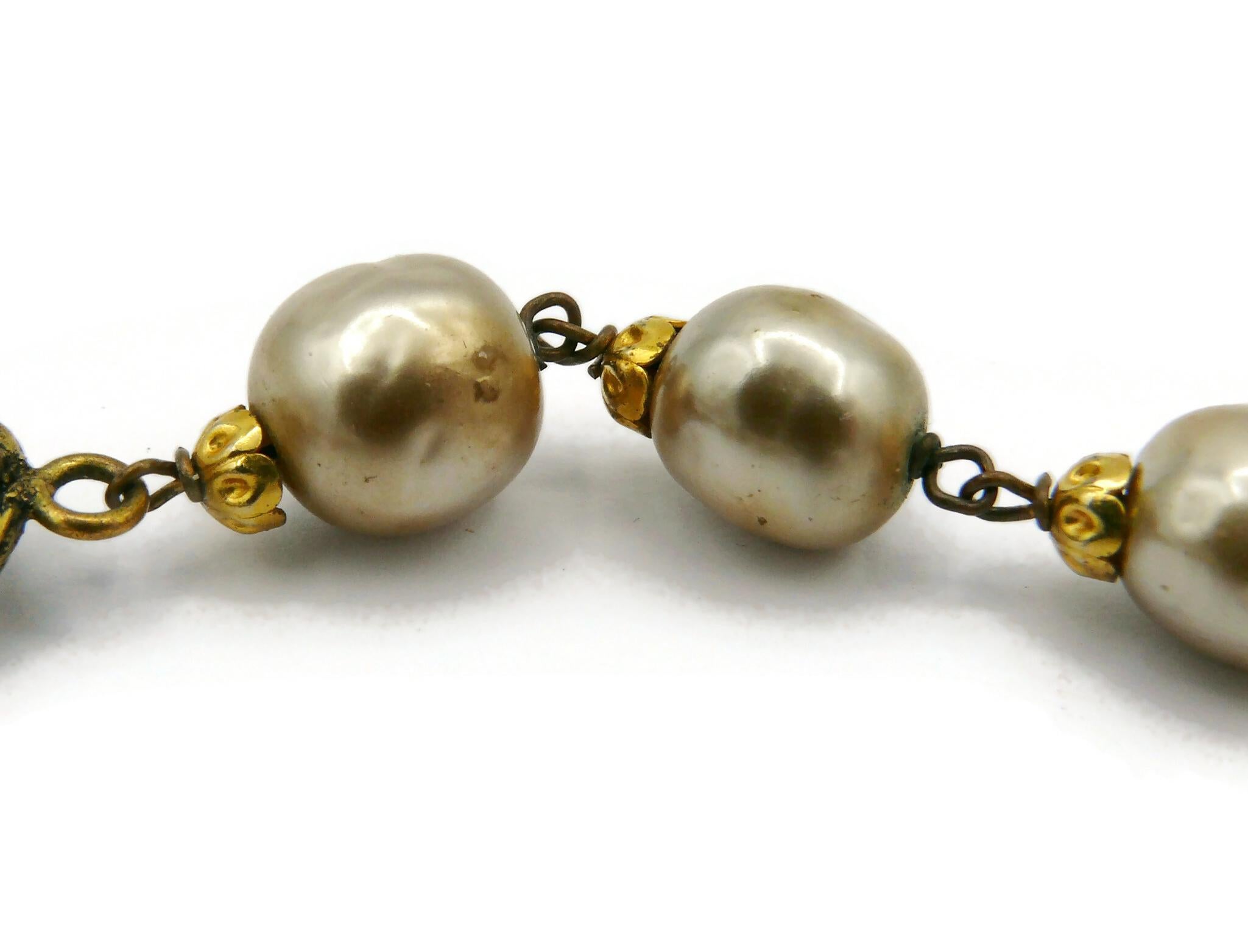 CHANEL Vintage Pearl & Crystal Sautoir Necklace, 1983 For Sale 15
