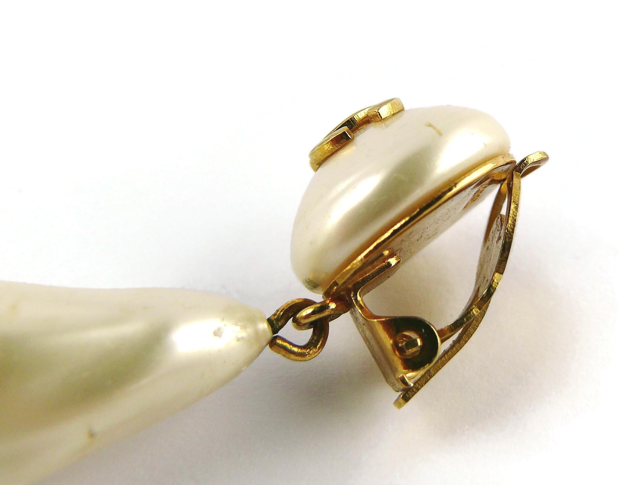 Chanel Vintage Pearl Drop Dangling Earrings For Sale 8