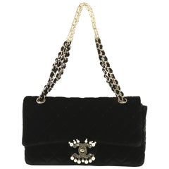 Chanel Vintage Pearl Flap Bag Quilted Velvet Medium at 1stDibs