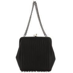 Chanel Vintage Pearl Frame Bag Pleated Satin Small