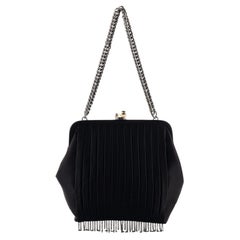 Chanel Vintage Perlenrahmen-Tasche aus plissiertem Satin Klein