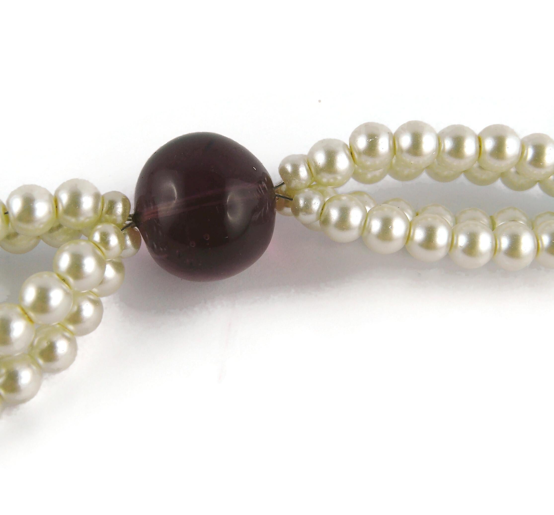 Chanel Collier de perles vintage avec fleur en forme de Gripoix massive en vente 3