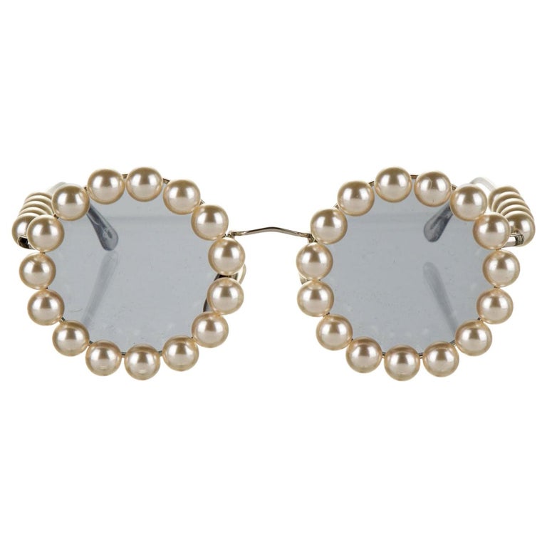Vintage Pearl Round Sunglasses For Sale 1stDibs | vintage chanel pearl