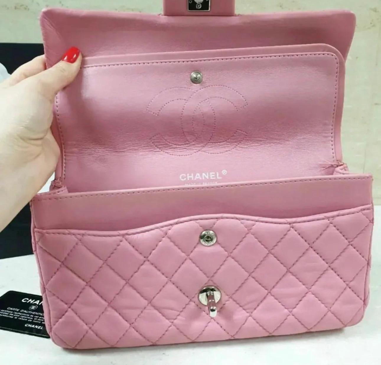 Chanel Vintage Pink  Double Flap Bag In Good Condition In Krakow, PL