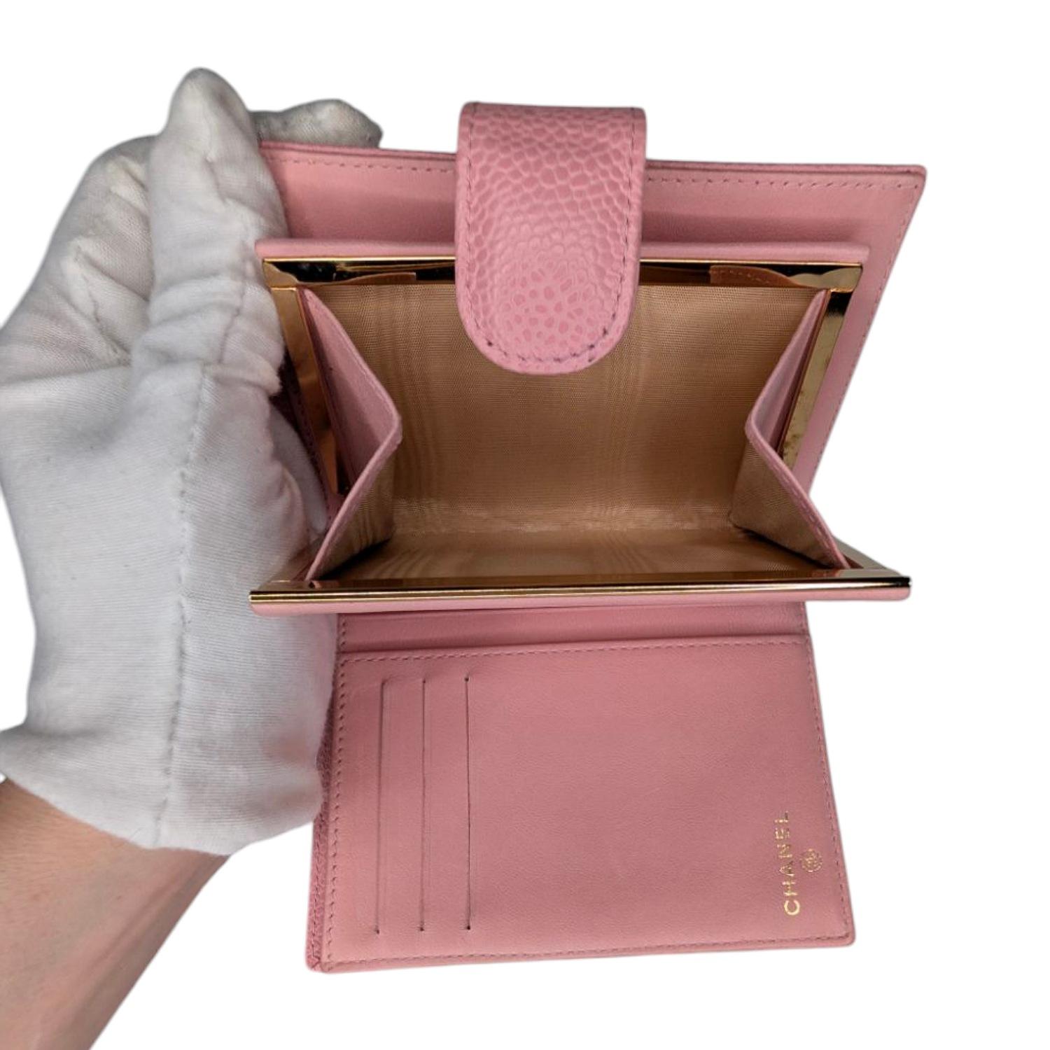 Chanel Vintage Pink Caviar Leather Timeless Compact Wallet 1