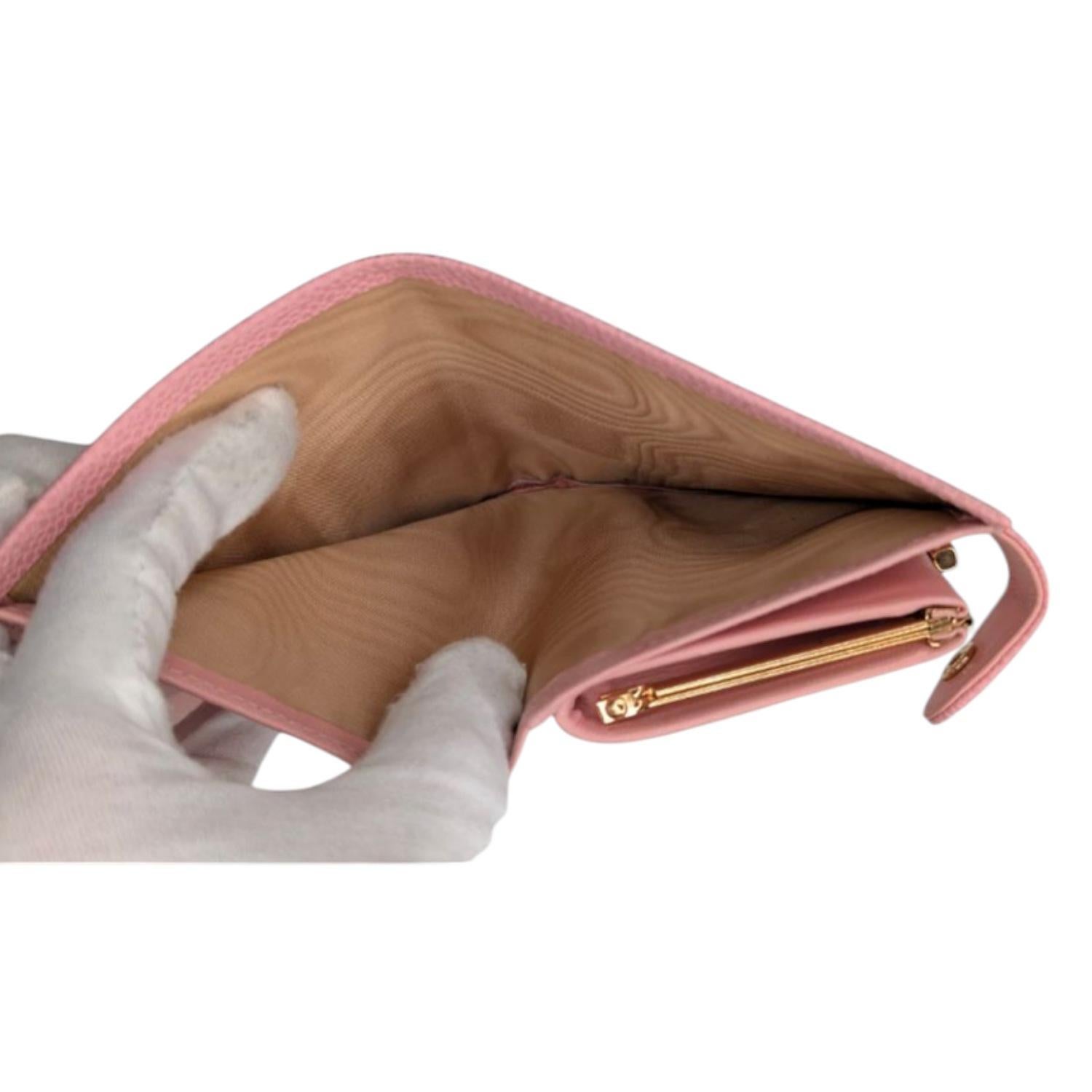 Chanel Vintage Pink Caviar Leather Timeless Compact Wallet 2