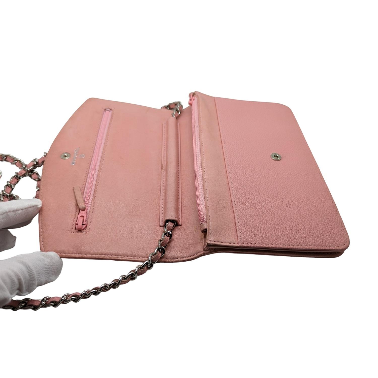 Chanel Vintage Pink Caviar Timeless Wallet On Chain WOC In Good Condition For Sale In Scottsdale, AZ