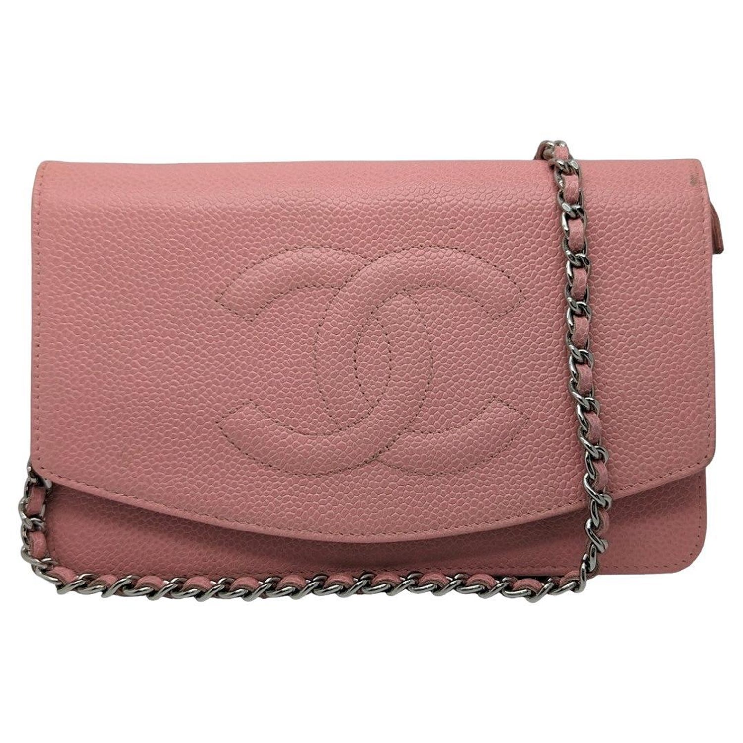 CHANEL Caviar Quilted CC Zip Card Holder Light Pink 732575