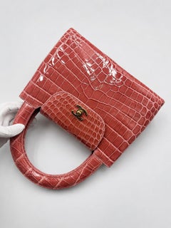 Chanel Vintage Pink Crocodile Kelly Handbag