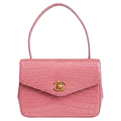 Chanel Vintage Pink Crocodile Top Handle Bag