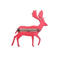 Chanel Vintage Pink Fuchsia Reindeer CC Logos Brooch Pin