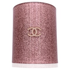 Chanel Vintage Pink Glitter CC Logo Barrette Hair Clip